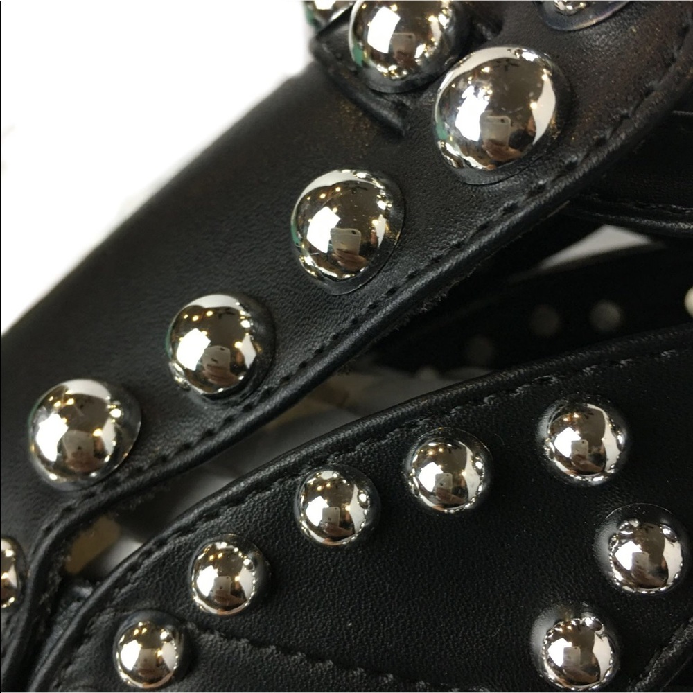Fersini Italian Leather Ankle Boots Black Studded Booties Cutout Women's 9.5 - Picture 9 of 12